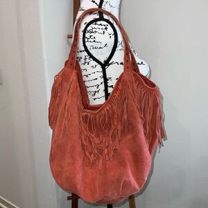 Raj Coral Fringed Shoulder Bag